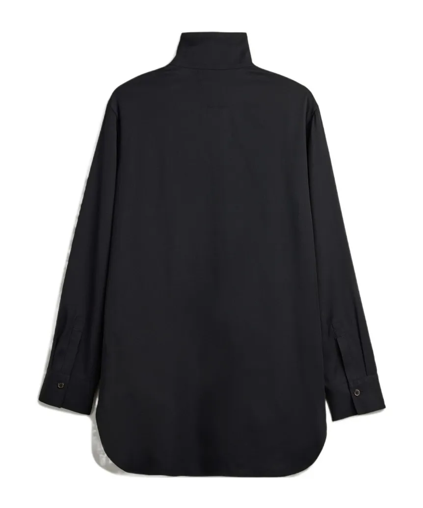 High-Neck Curved-Hem Shirt