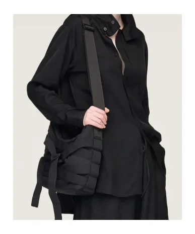 High-Neck Curved-Hem Shirt