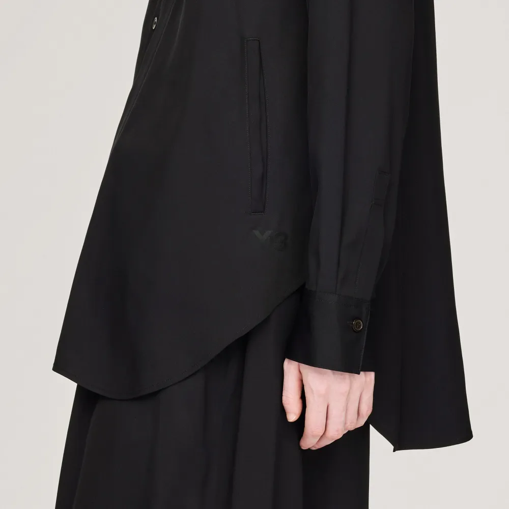 High-Neck Curved-Hem Shirt