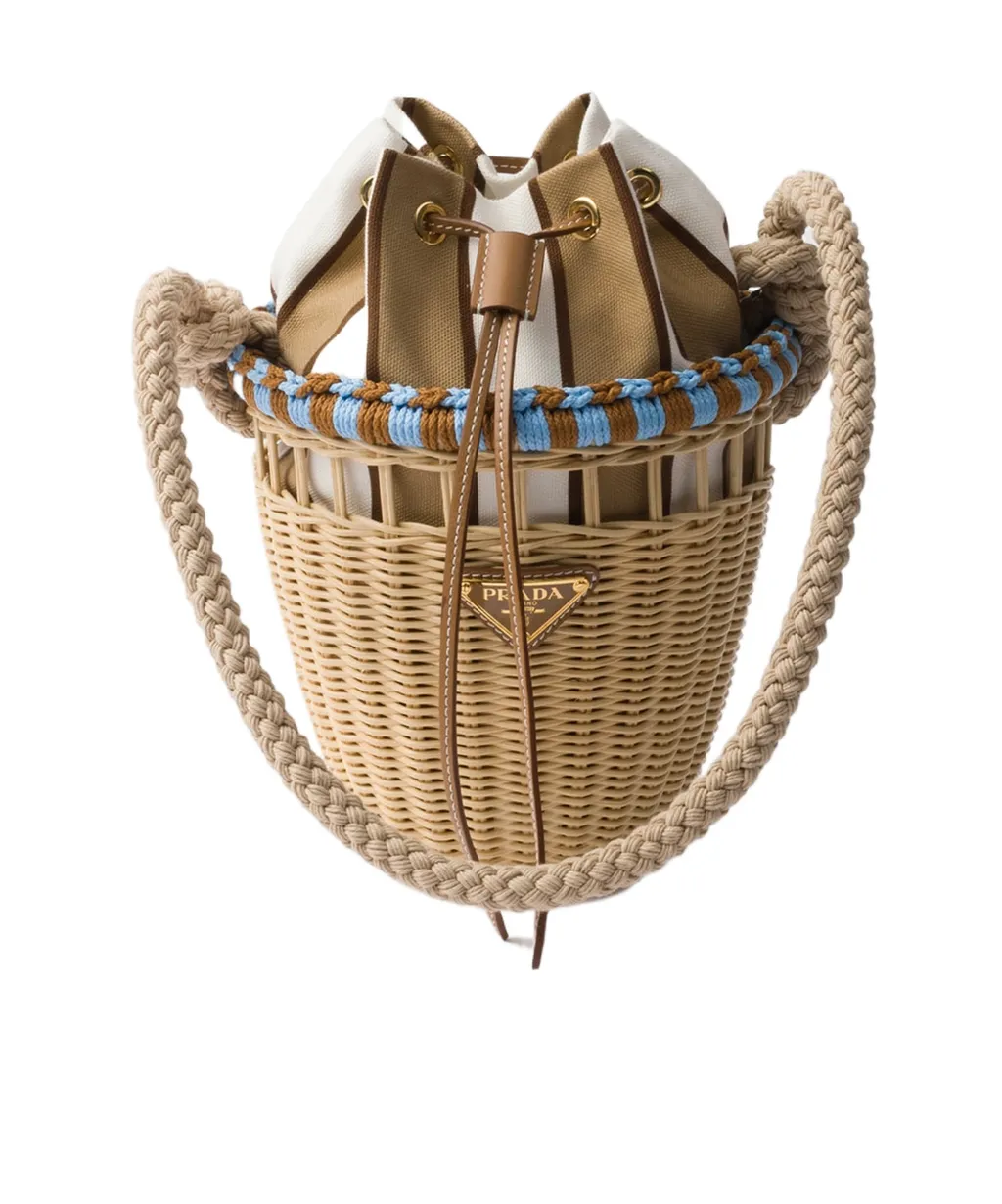 Wicker Mini Bucket Bag