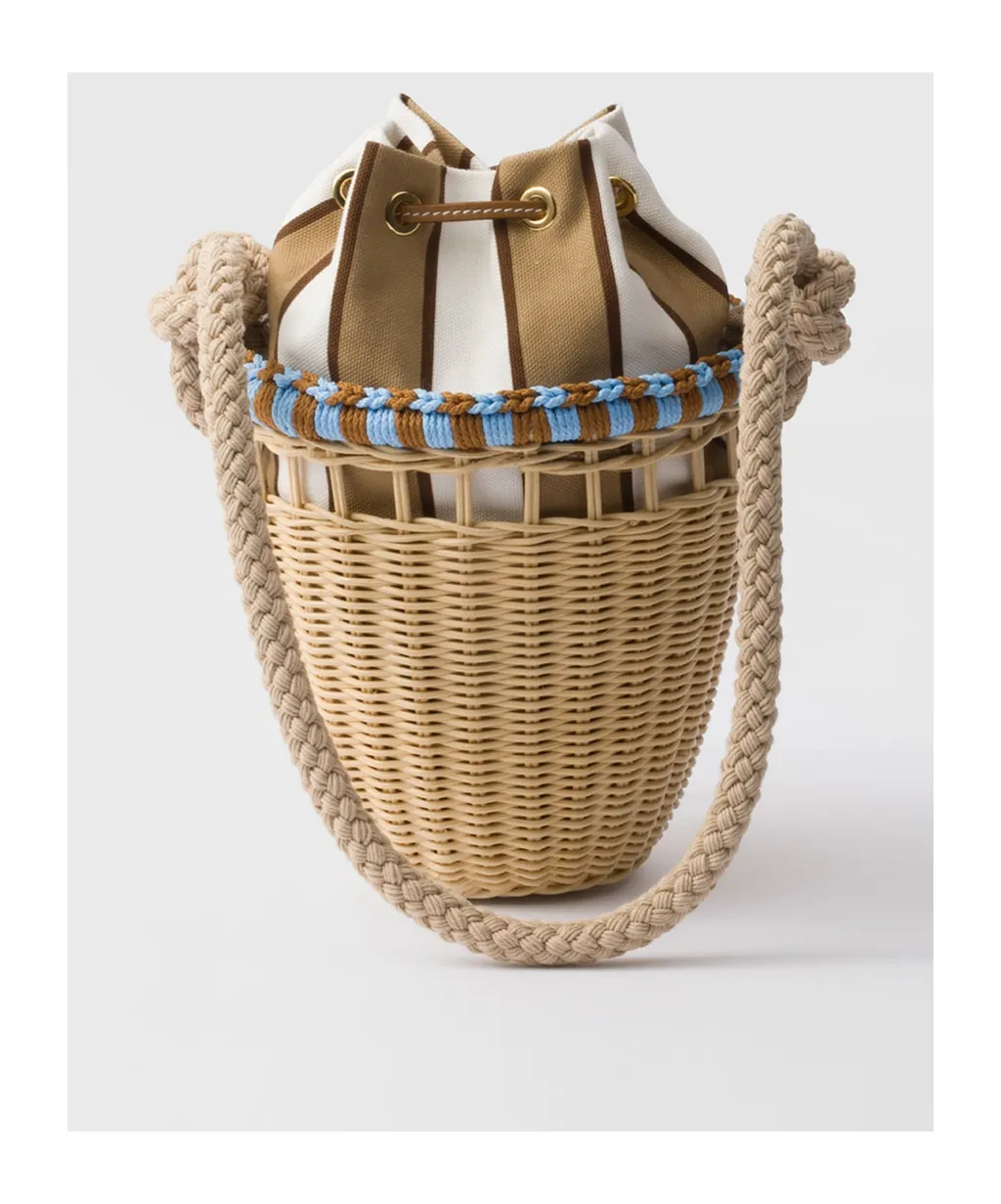 Wicker Mini Bucket Bag