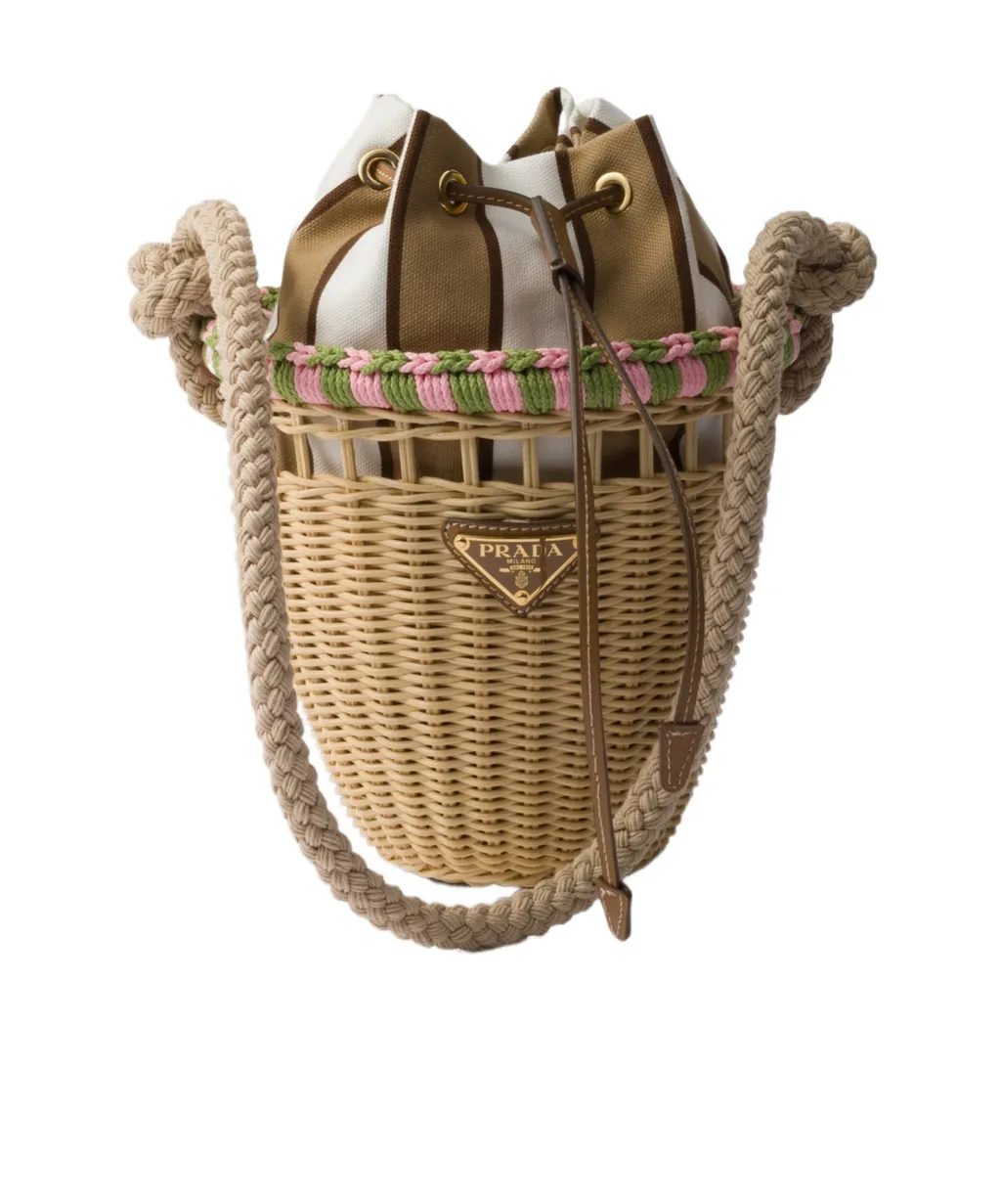 Wicker Mini Bucket Bag