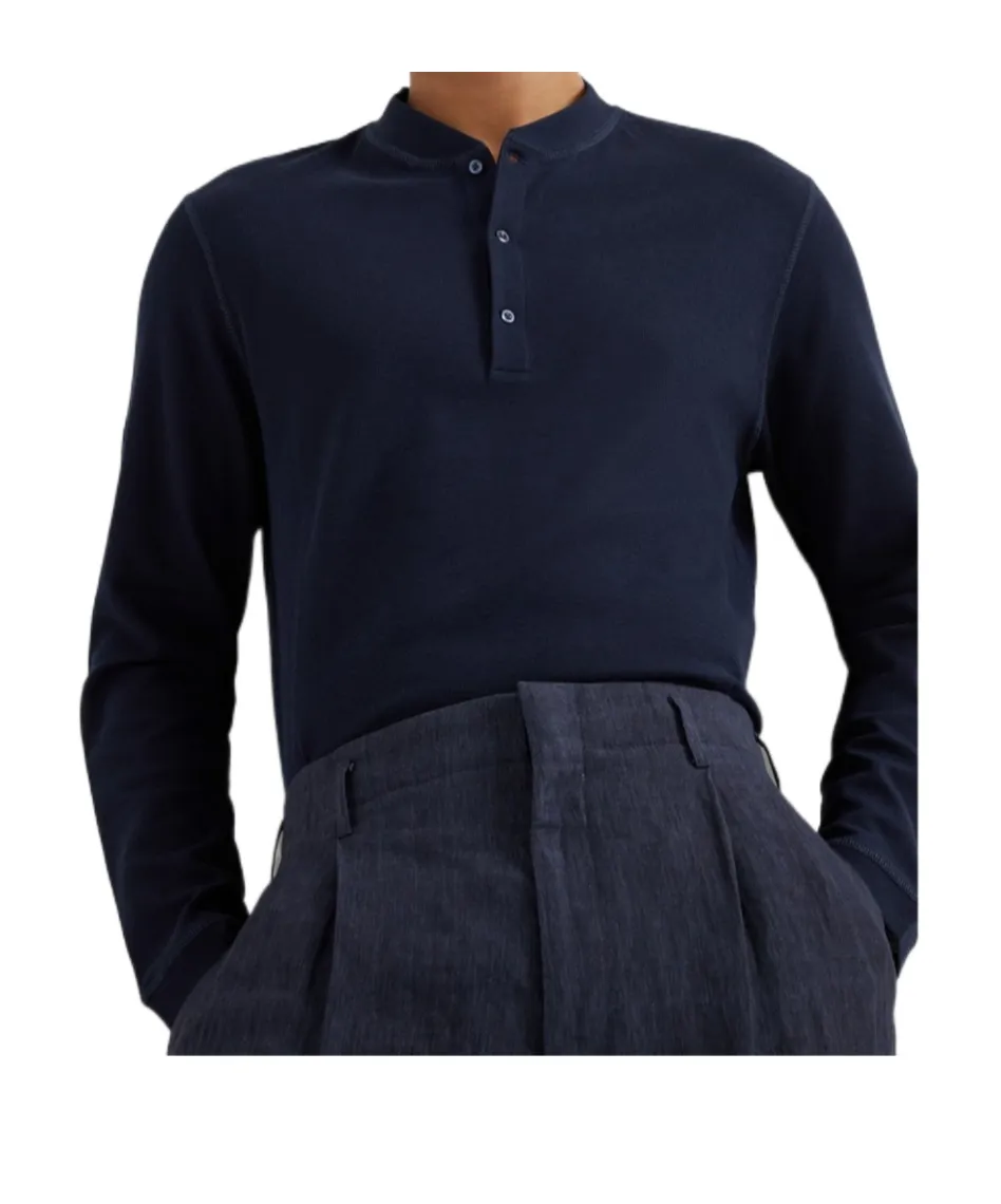 Brunello Cucinelli Long-Sleeved Crewneck Polo Shirt