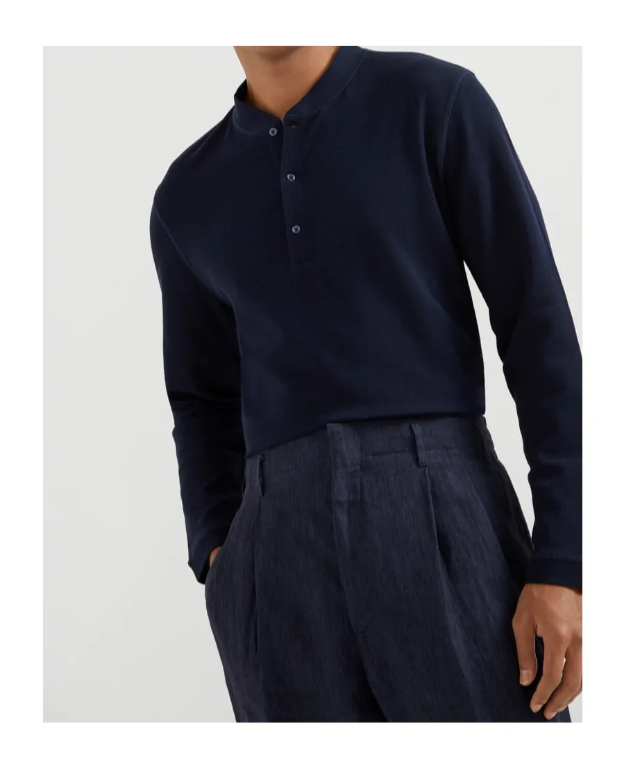 Brunello Cucinelli Long-Sleeved Crewneck Polo Shirt