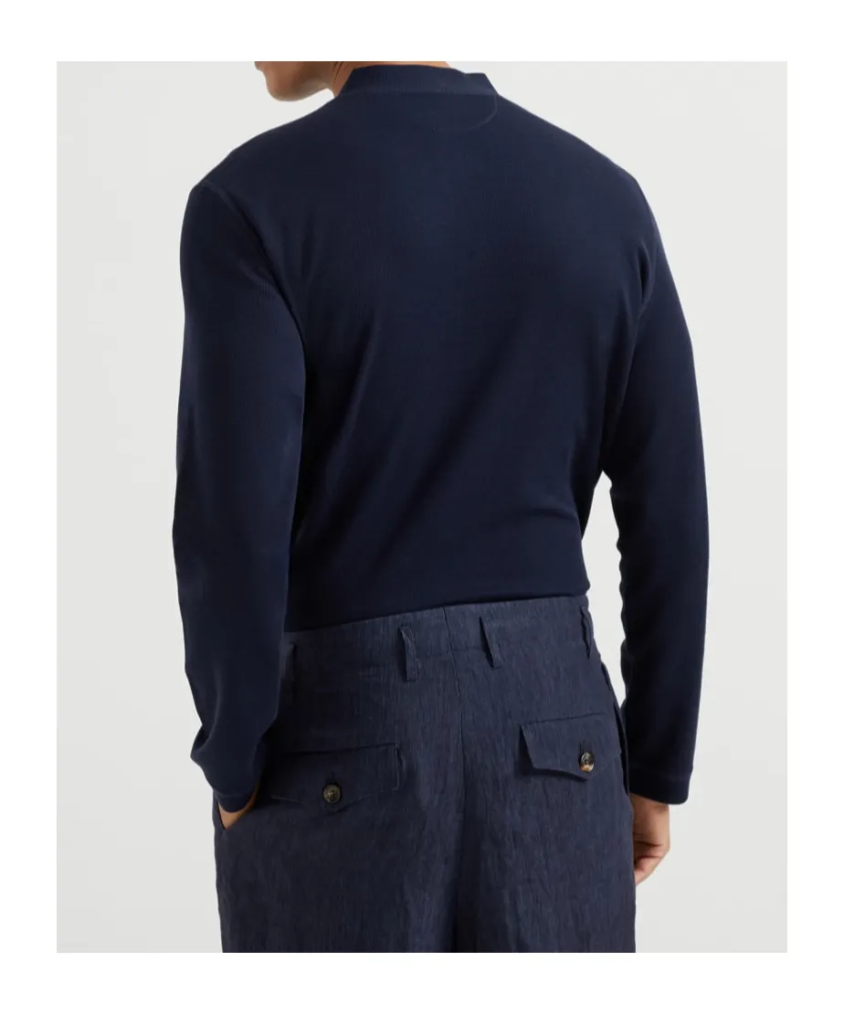 Brunello Cucinelli Long-Sleeved Crewneck Polo Shirt
