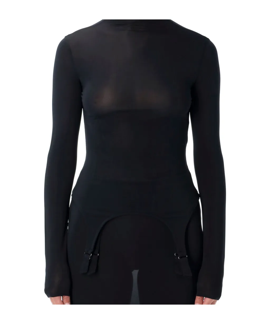 Lingerie Garter High Neck Top