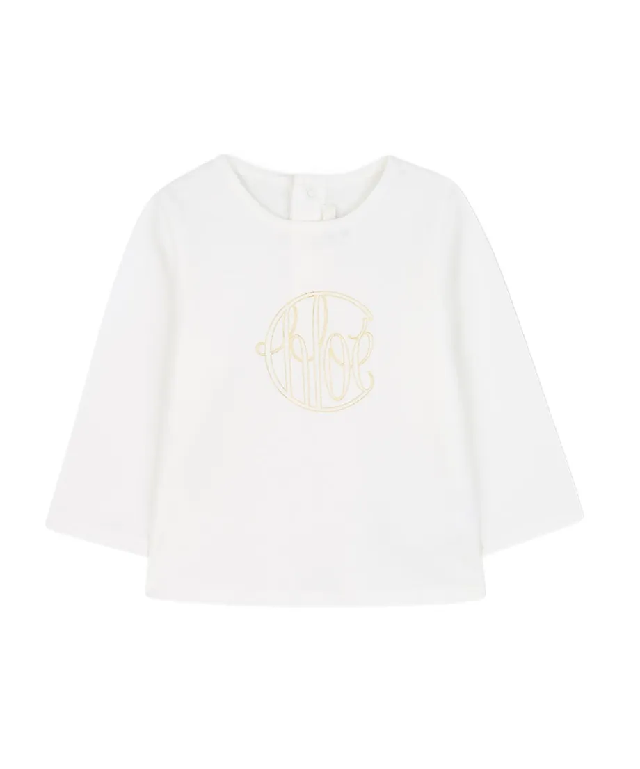 Chloé Kids Logo Printed Crewneck T-Shirt
