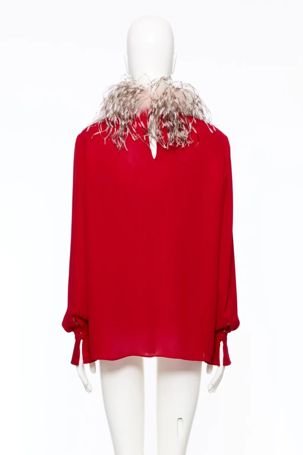 Feather-Trim Blouse