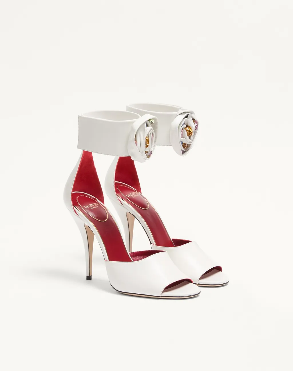 Valentino	Drip Rose Embellished Open Toe Sandals