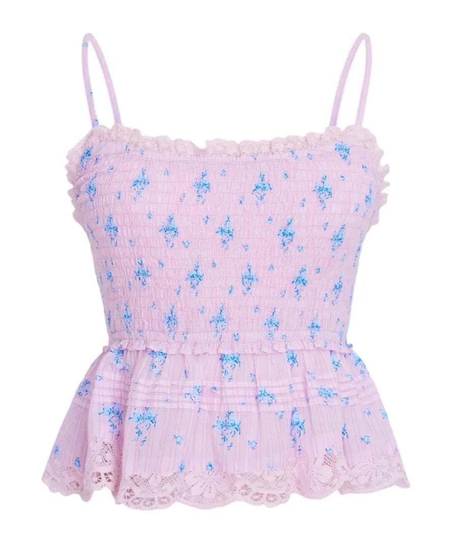 Loveshackfancy Marzenia Smocked Peplum Top