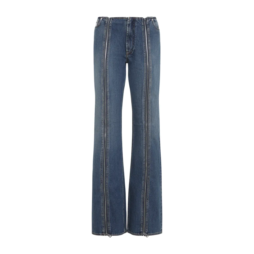 Zippered Denim Trousers
