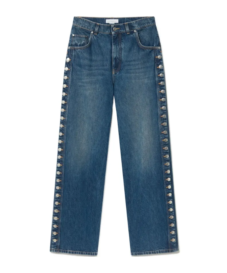 Stella Mccartney Popper-Studded Straight-Leg Jeans
