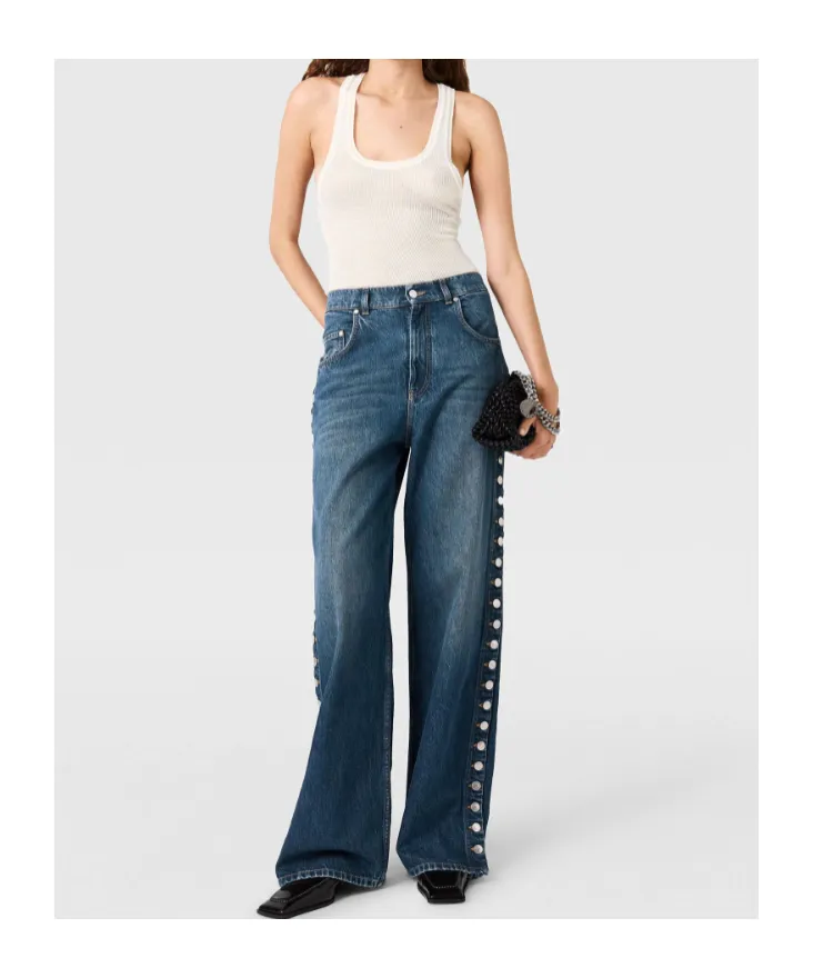 Stella Mccartney Popper-Studded Straight-Leg Jeans