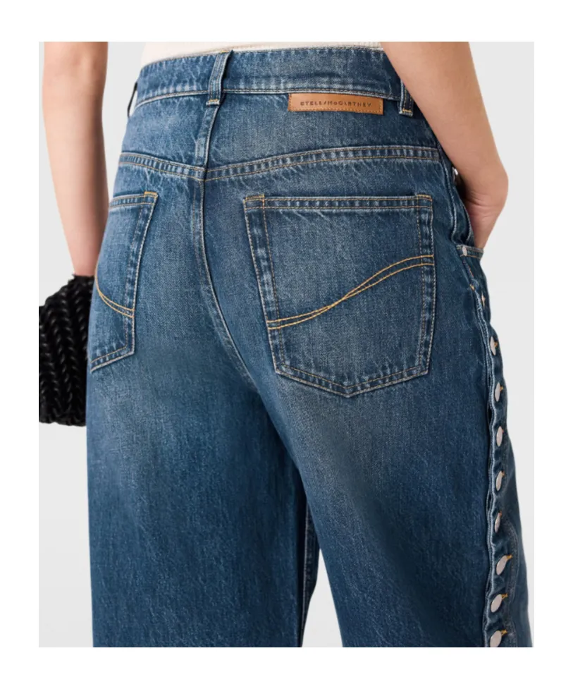 Stella Mccartney Popper-Studded Straight-Leg Jeans