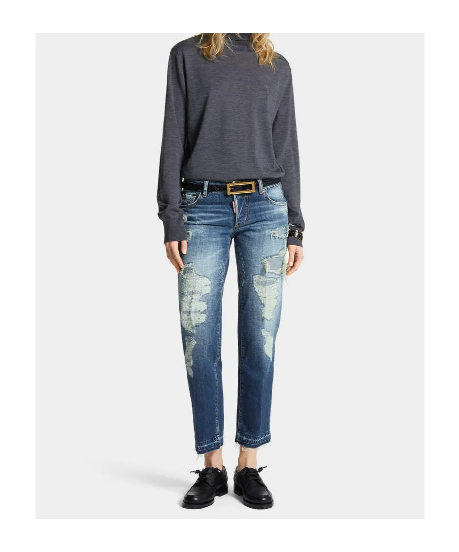 Dsquared2 Medium Fade Wash Jenna Distressed Jeans