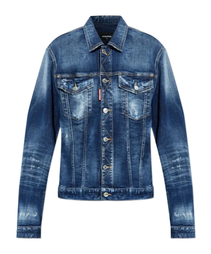 Dsquared2 Buttoned Distressed Denim Jacket