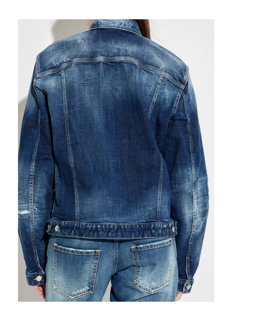 Dsquared2 Buttoned Distressed Denim Jacket