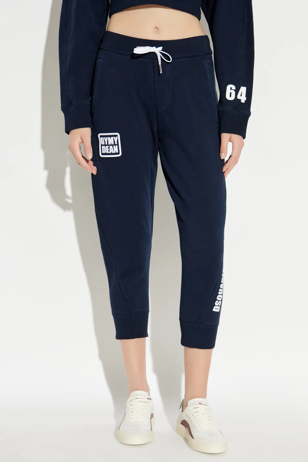 Dsquared2 Tapered Cropped Drawstring Velvet Sweatpants