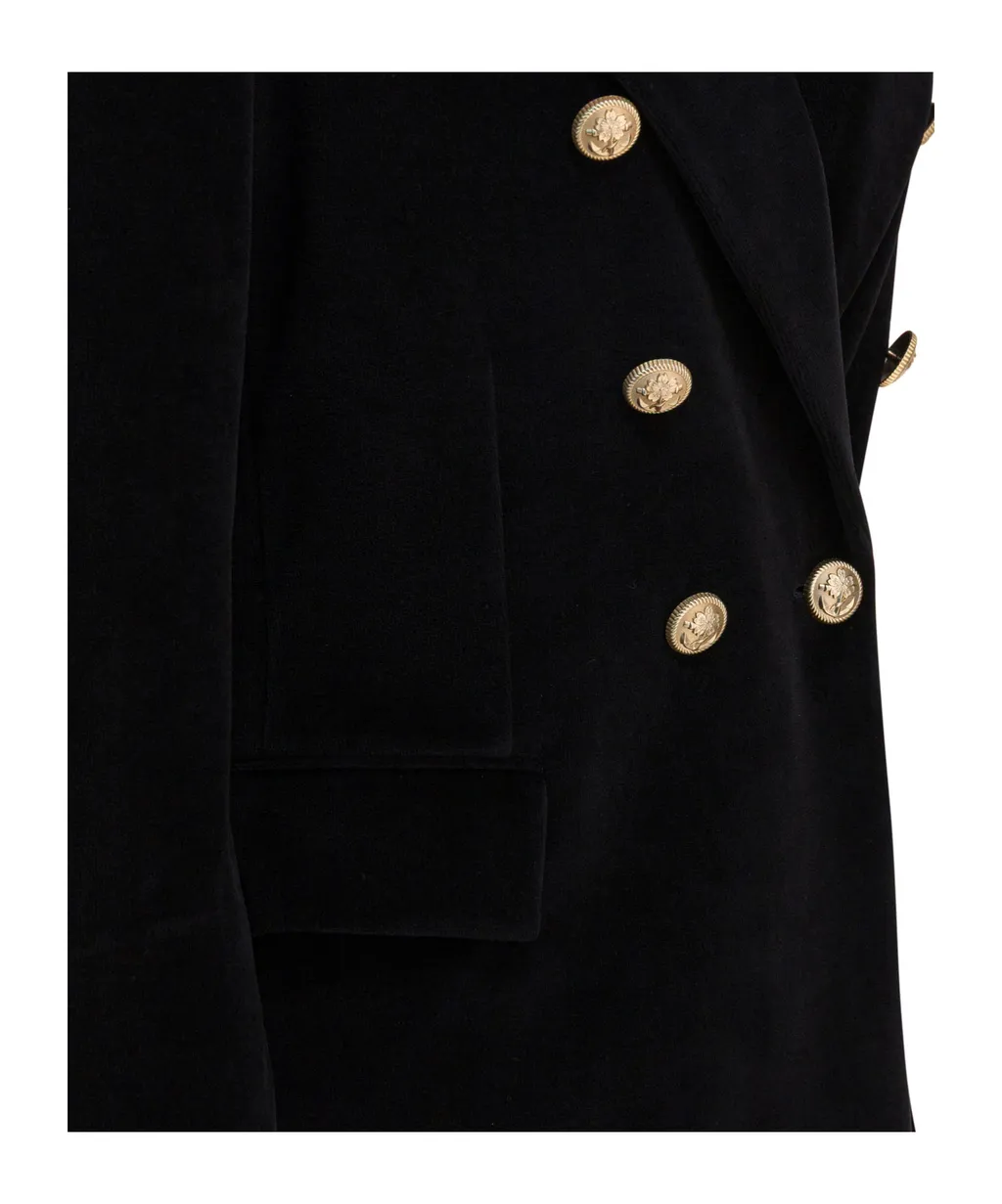 Double-Breasted Velvet Blazer