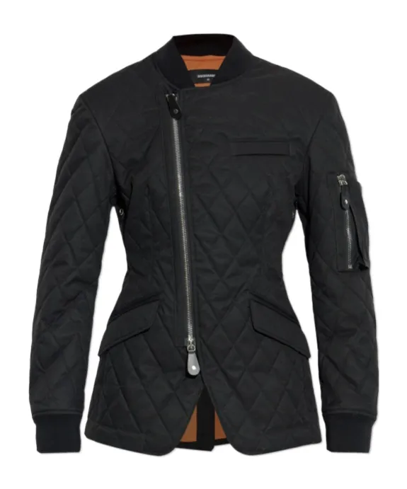 Dsquared2 Logo Printed Quilted Zip-Up Jacket