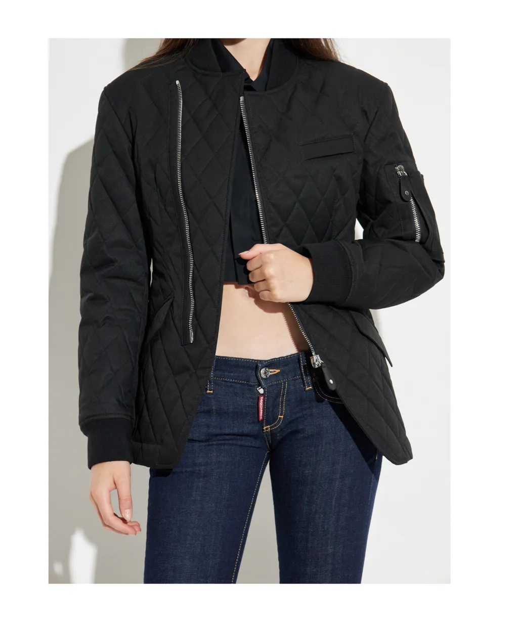 Dsquared2 Logo Printed Quilted Zip-Up Jacket