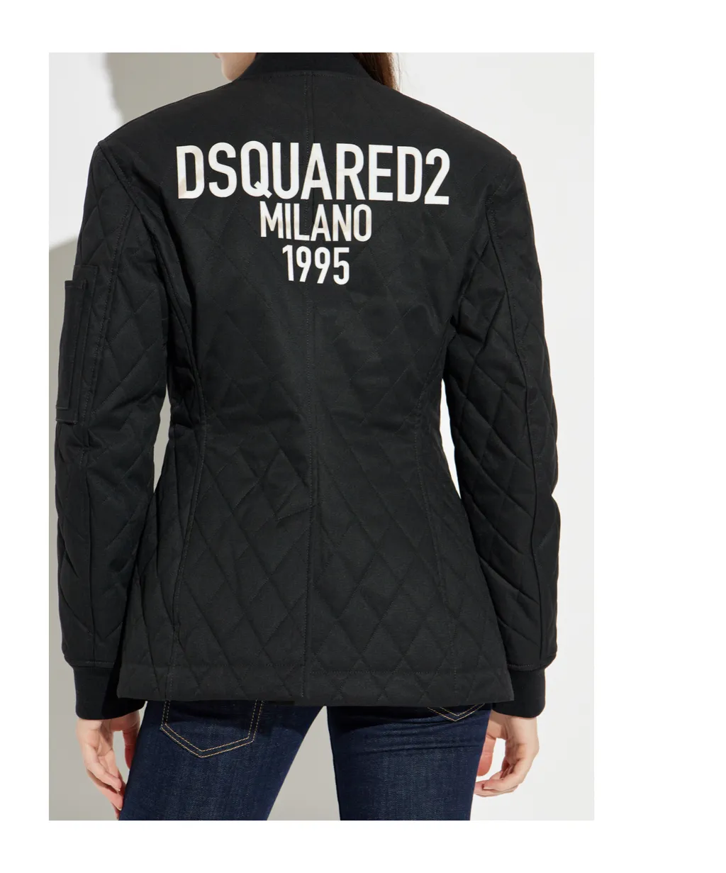 Dsquared2 Logo Printed Quilted Zip-Up Jacket