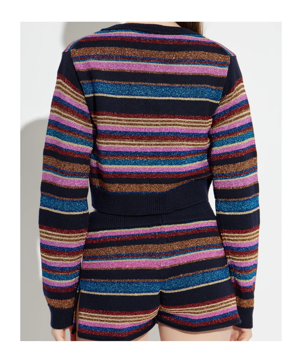 Dsquared2 Striped Button Up Crewneck Cardigan