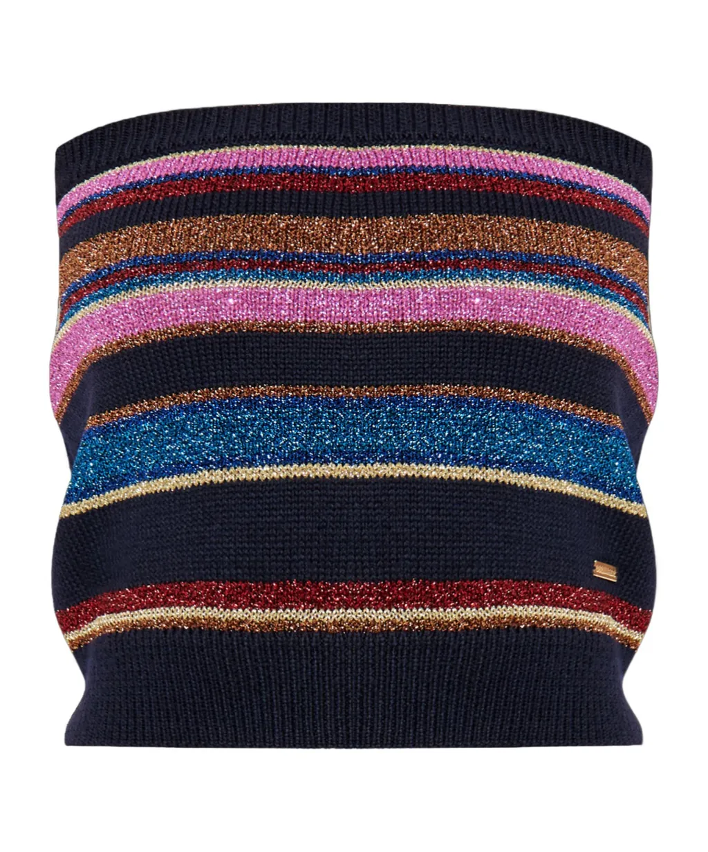 Dsquared2 Off-The Shoulder Lurex Thread Striped Knit Top