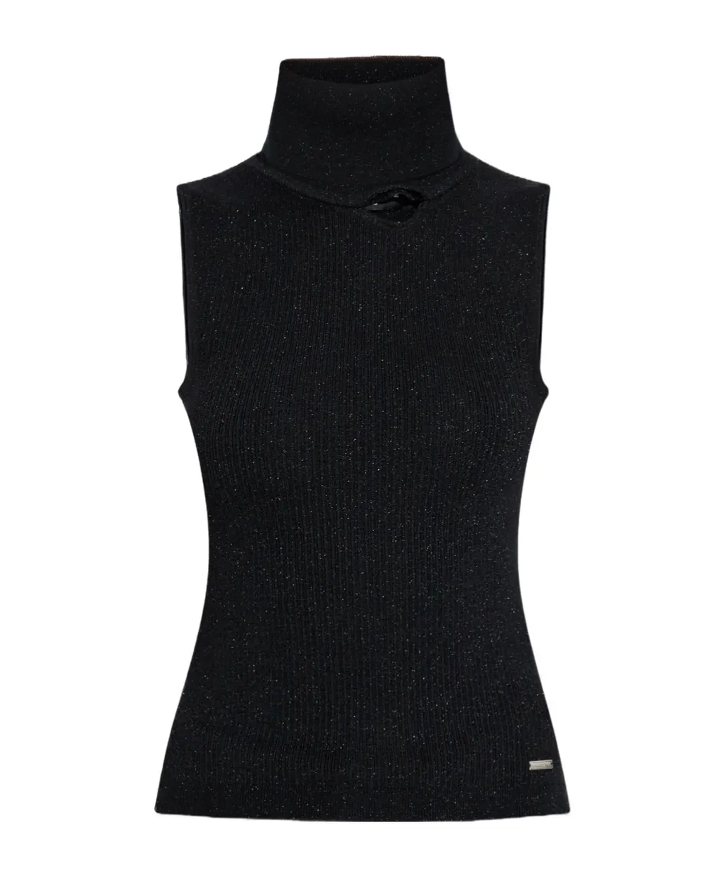Dsquared2 High-Neck Ribbed-Knit Sleeveless Top