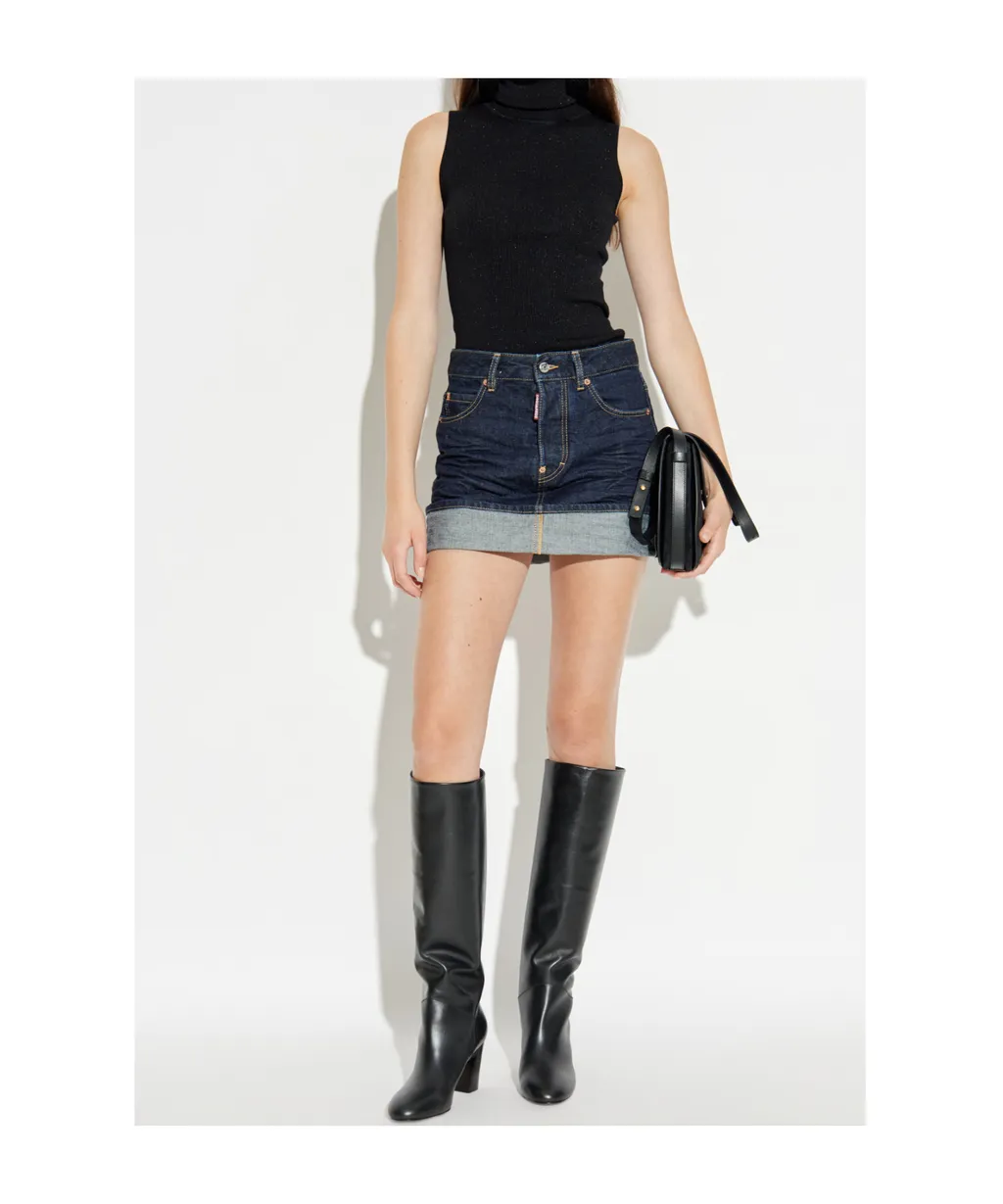 Dsquared2 High-Neck Ribbed-Knit Sleeveless Top