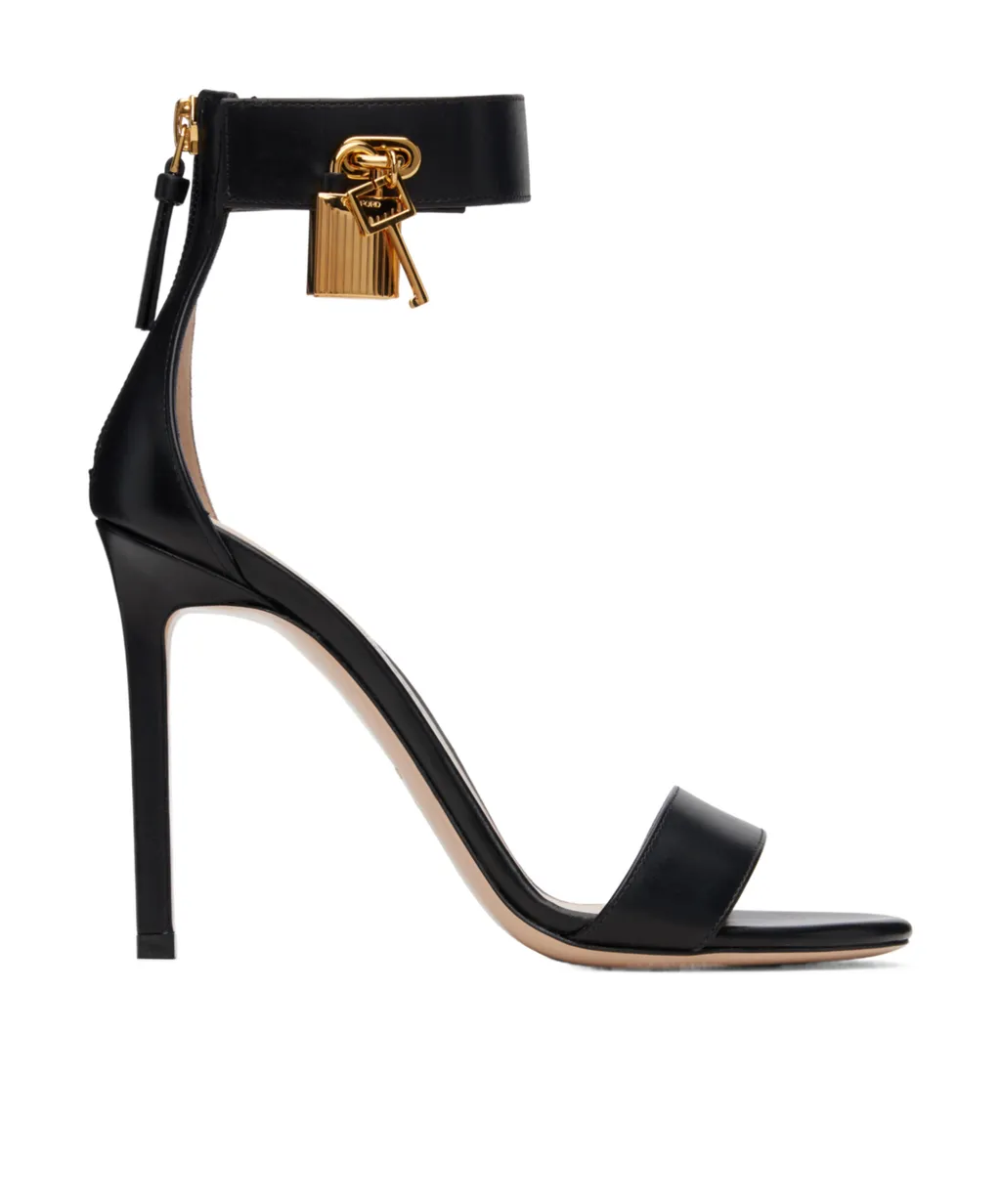 Leather Buckle High-Heeled Sandals
