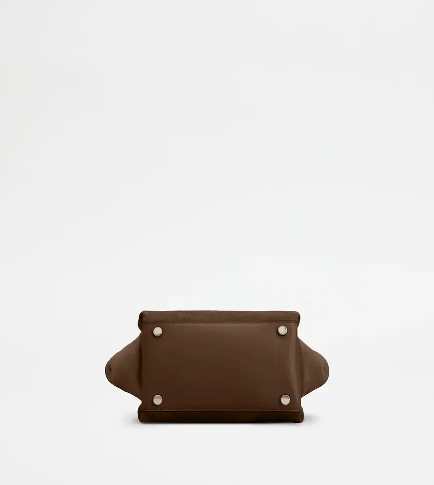 Micro Logo-Charm Suede Tote Bag