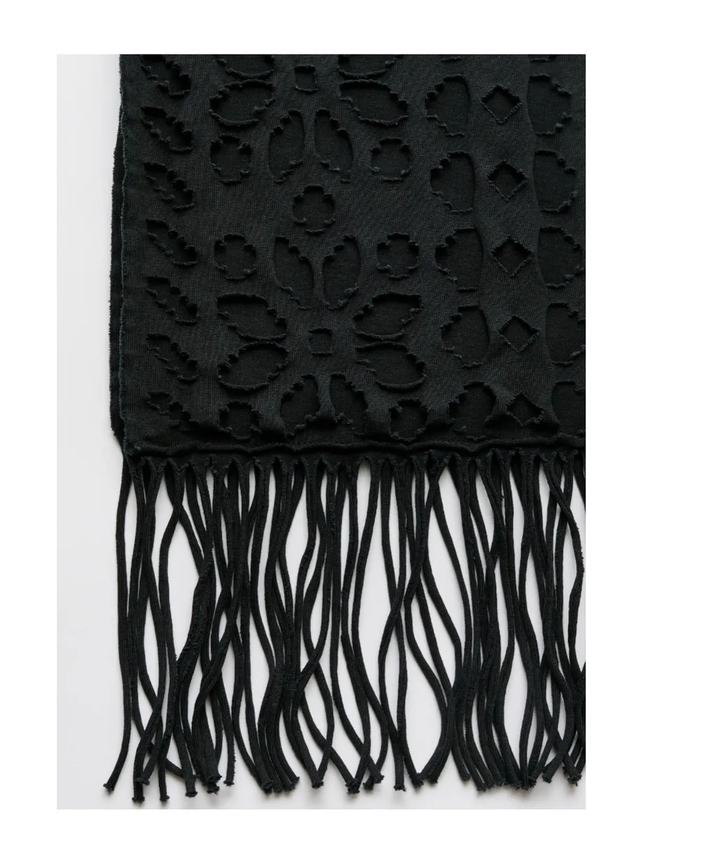 Cut-Out Fringe Scarf