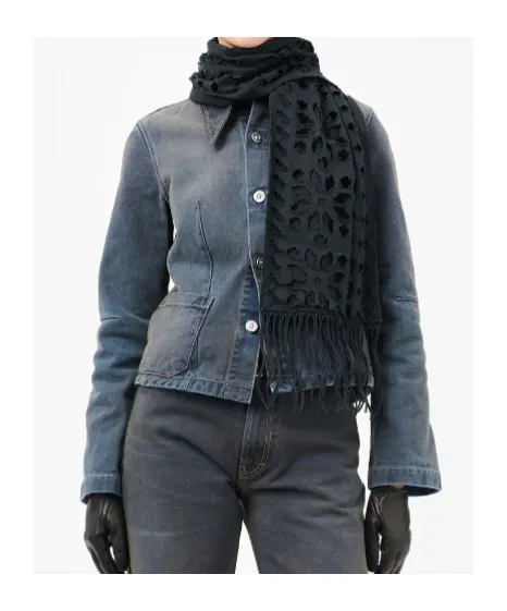 Cut-Out Fringe Scarf