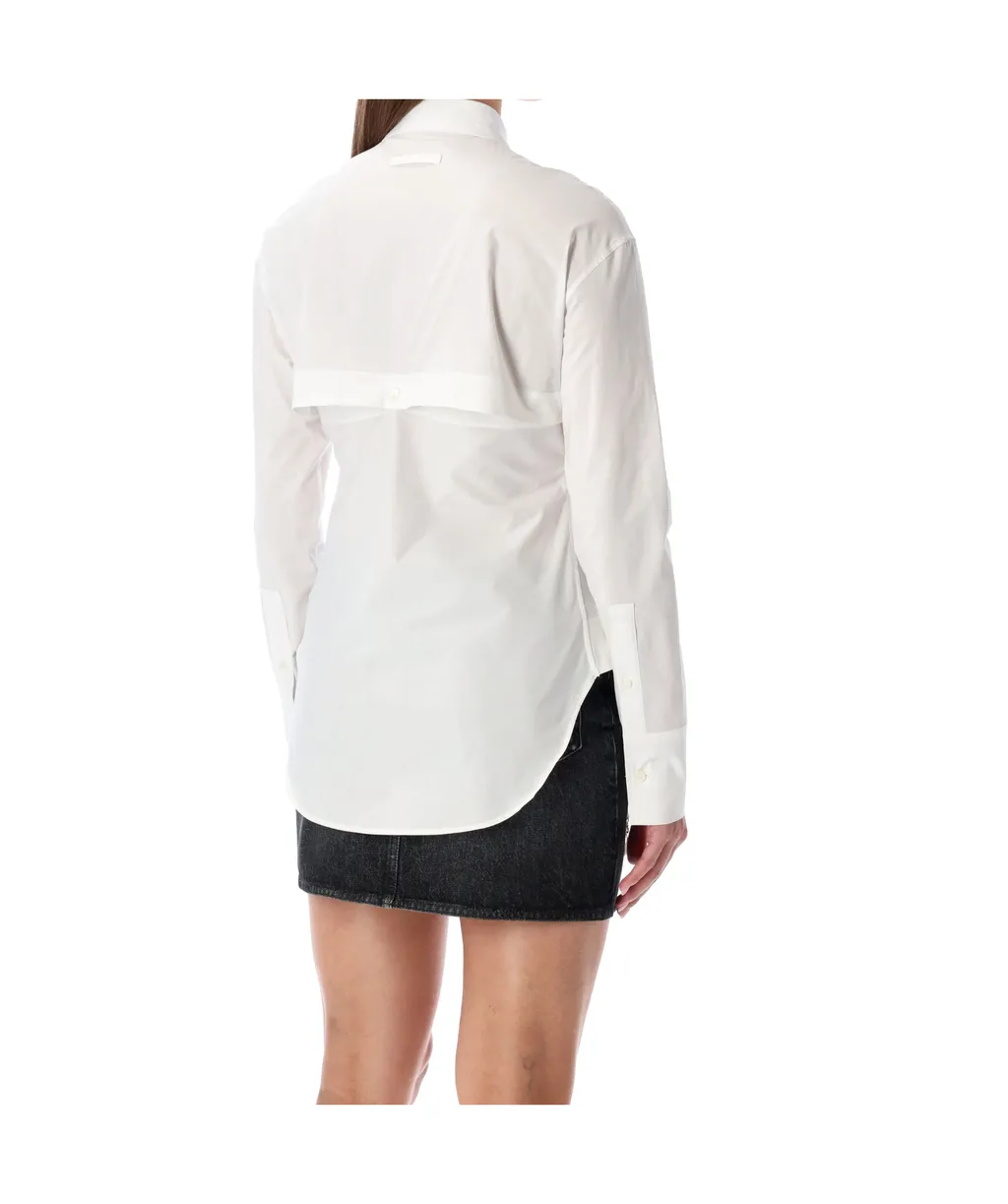 Jean Paul Gaultier Fitted White Cotton Garter Shirt