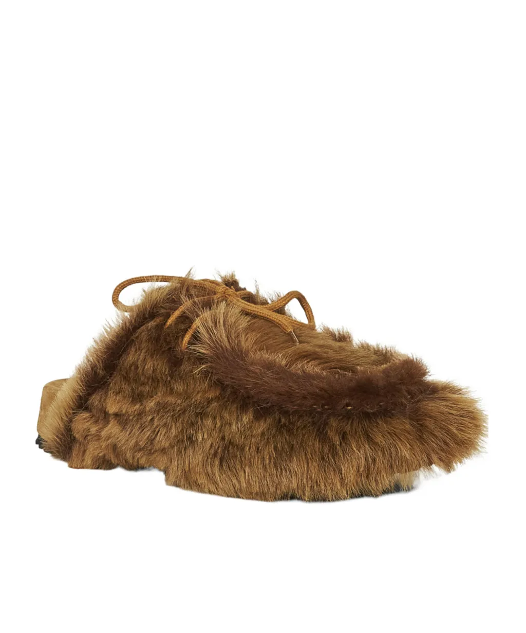 Dries Van Noten Lace-Up Fluffy Sandals