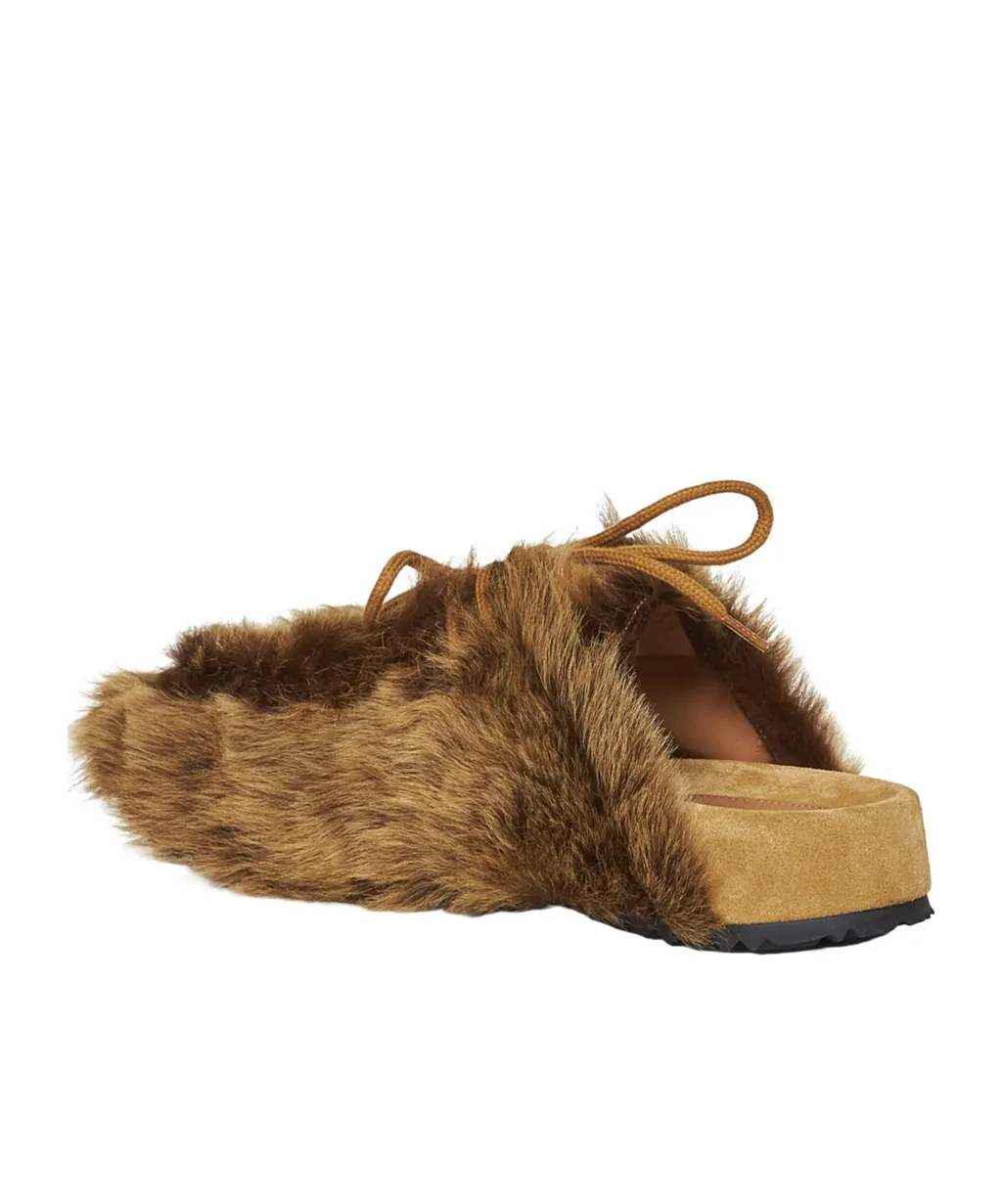 Dries Van Noten Lace-Up Fluffy Sandals