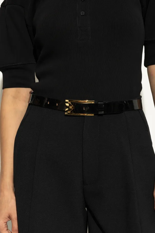 Wide-Buckle Leather Belt