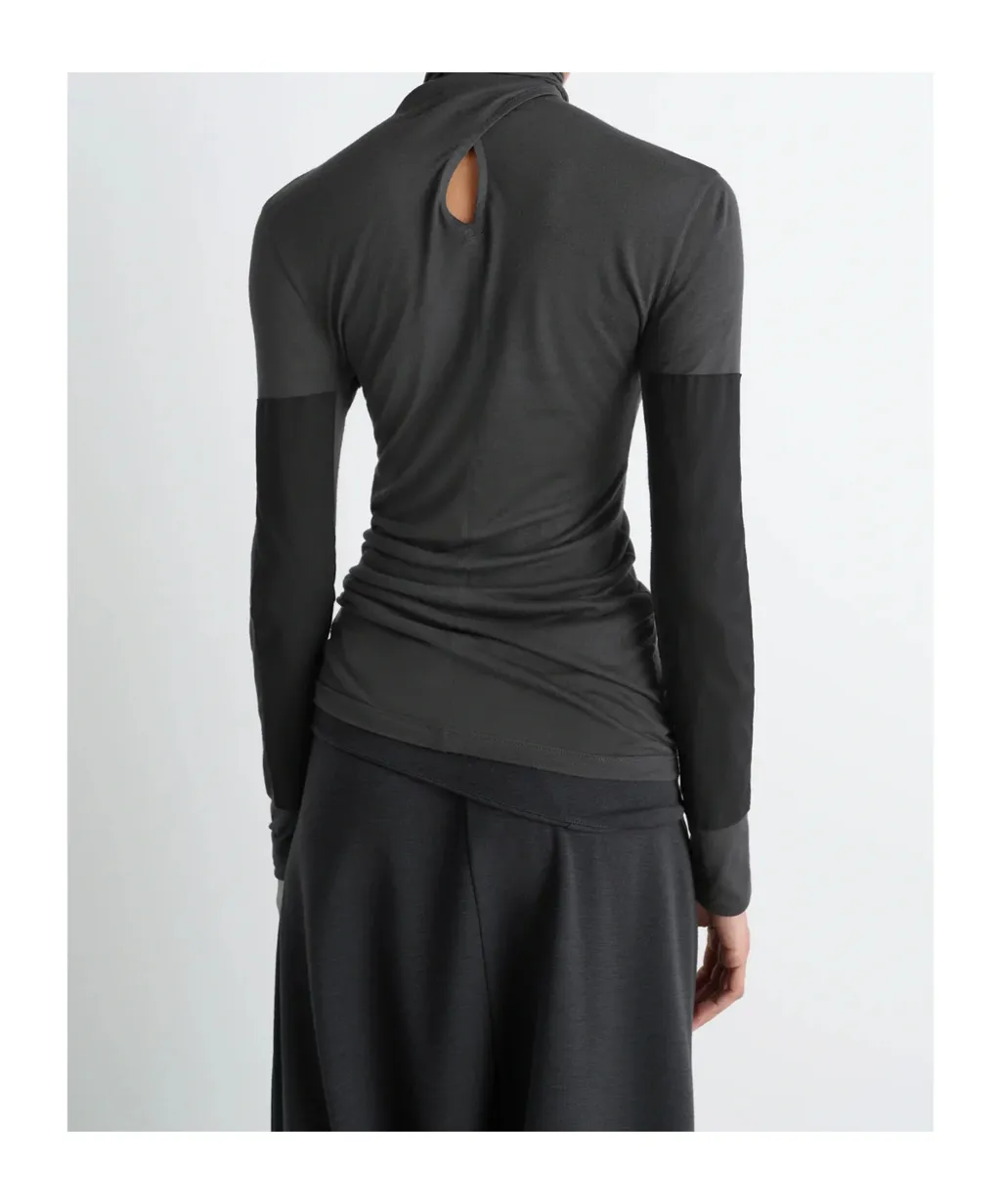 Neck-Tie Long-Sleeve Top