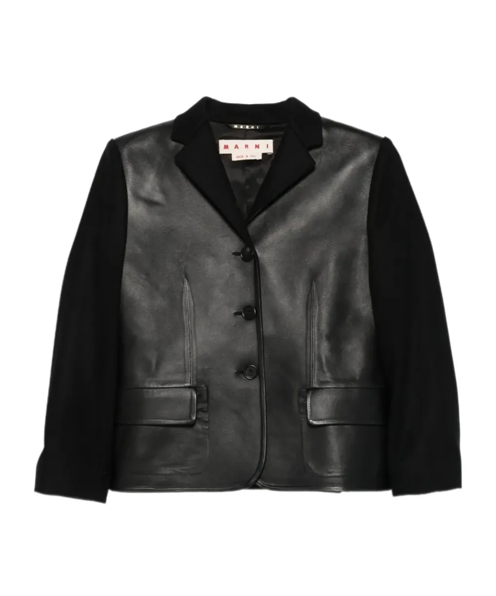 Leather-Paneled Wool Jacket