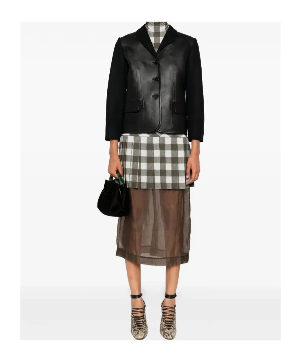 Leather-Paneled Wool Jacket