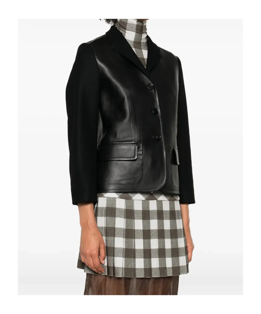 Leather-Paneled Wool Jacket