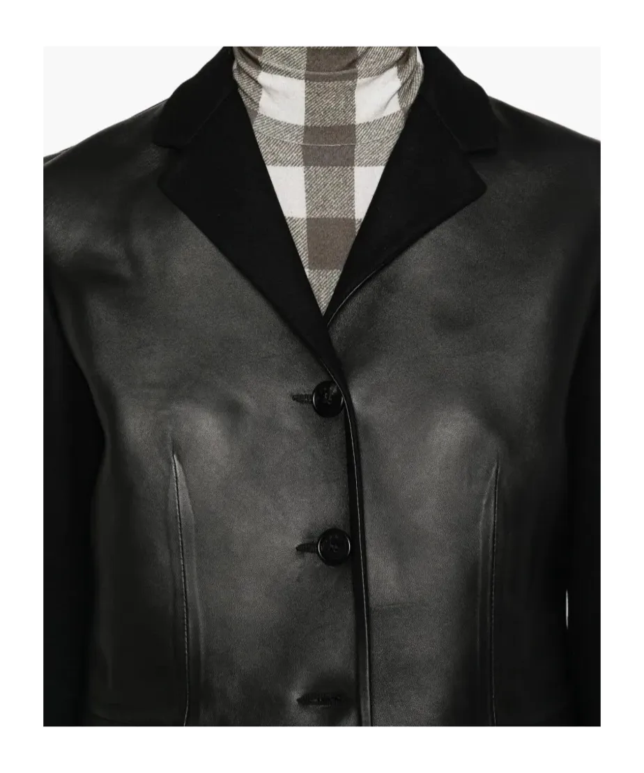 Leather-Paneled Wool Jacket