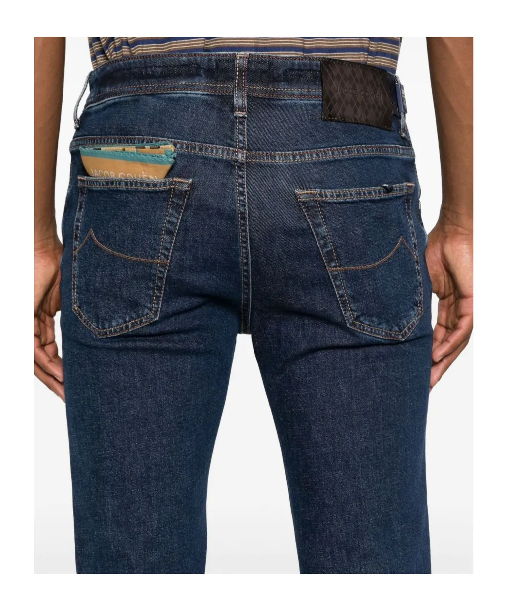 Jacob Cohen Logo Patch Slim-Fit Jeans