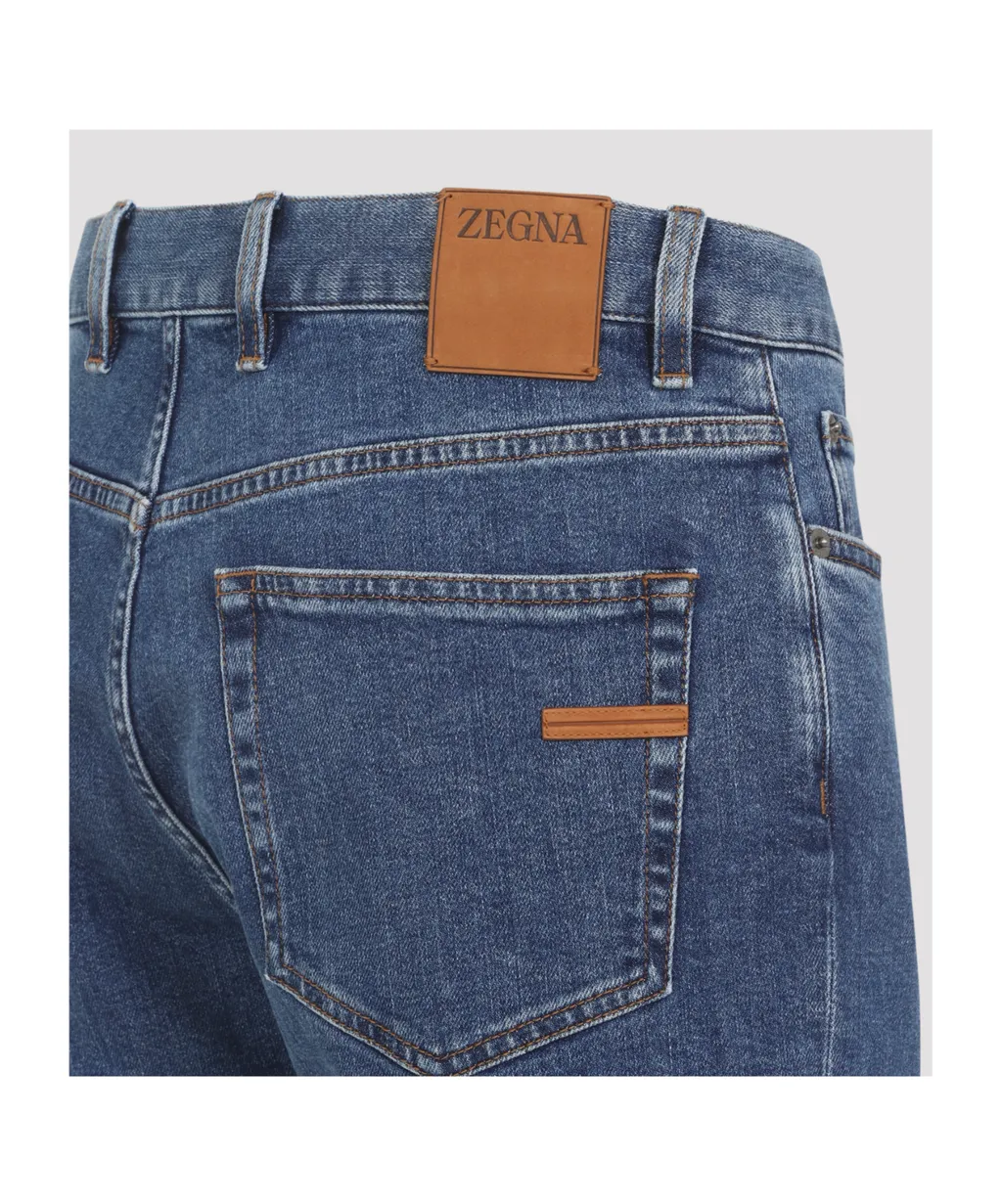 Zegna Logo Patch Straight-Leg Jeans