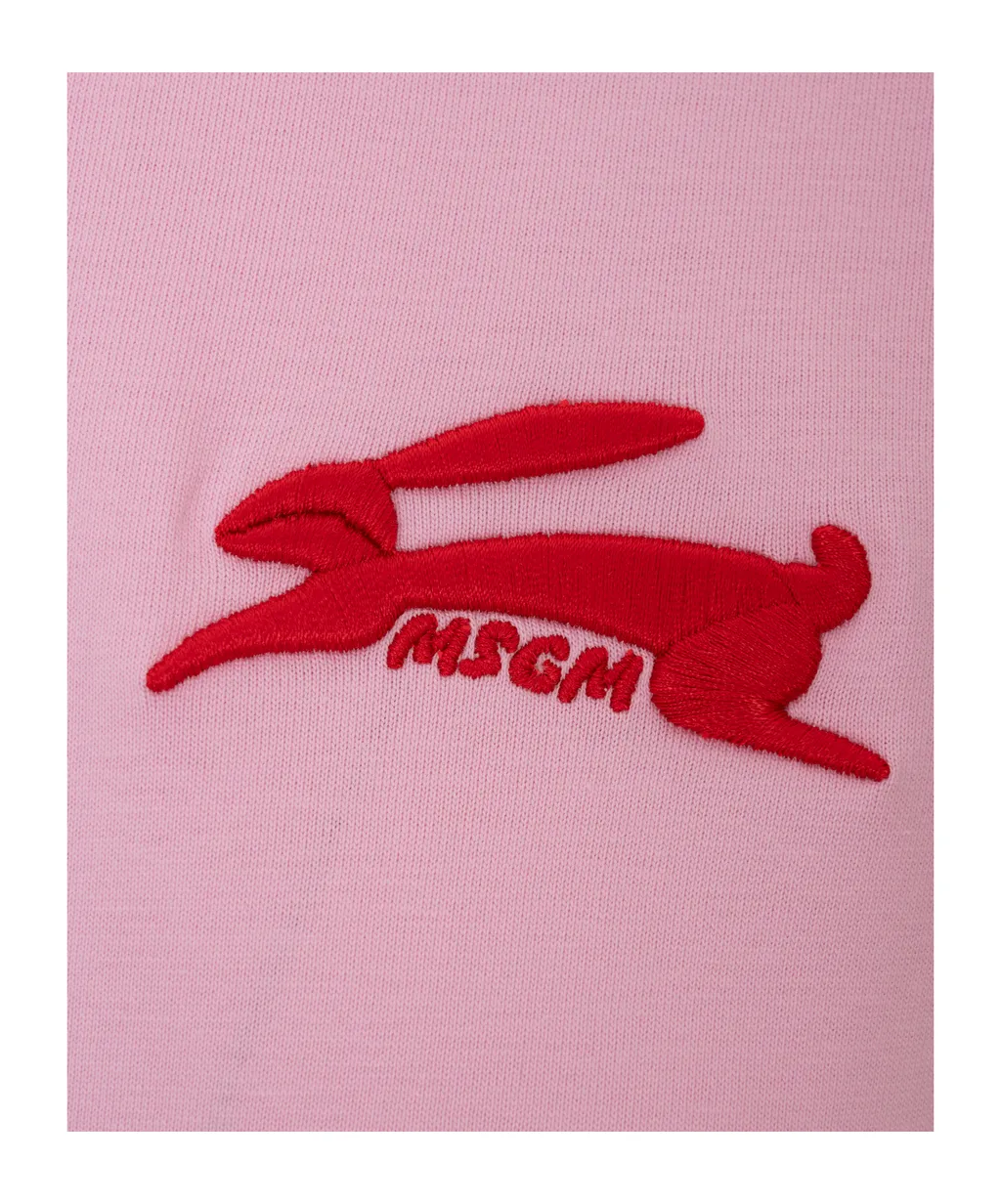 Msgm 3D Follow The Rabbit Embroidery T-Shirt