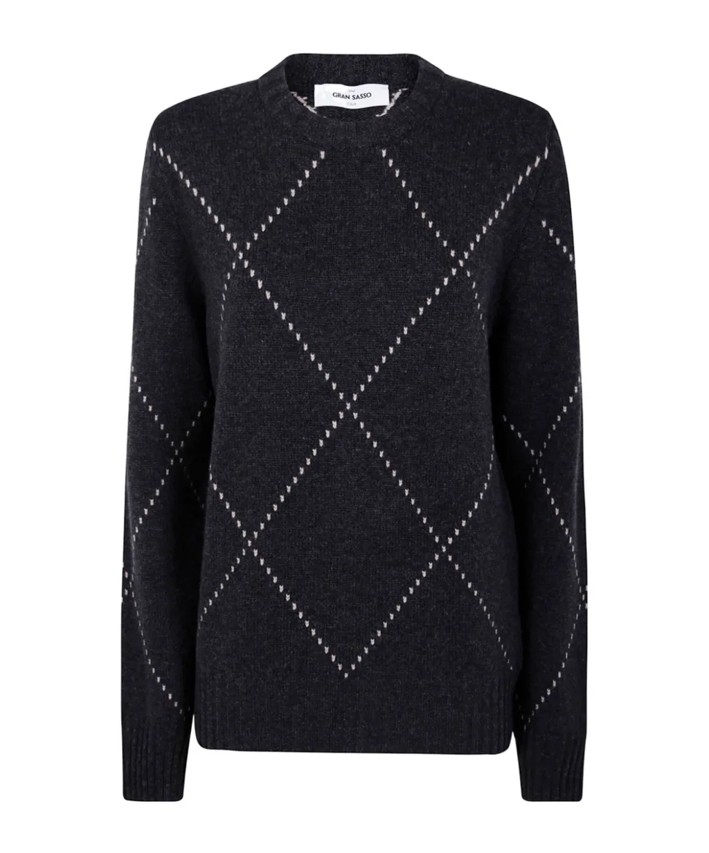 Diamond-Pattern Wool Sweater