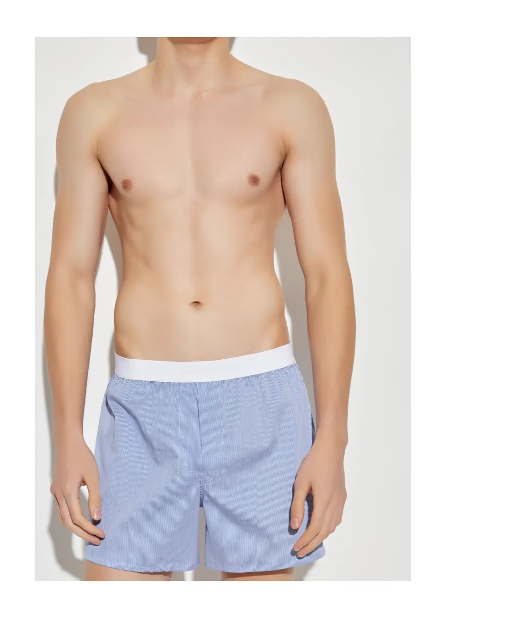 Striped-Pattern Cotton Boxer Shorts
