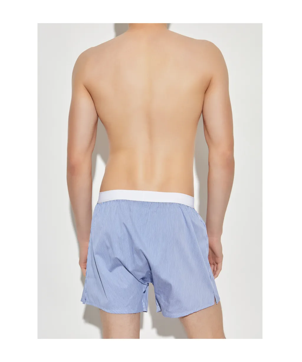 Striped-Pattern Cotton Boxer Shorts