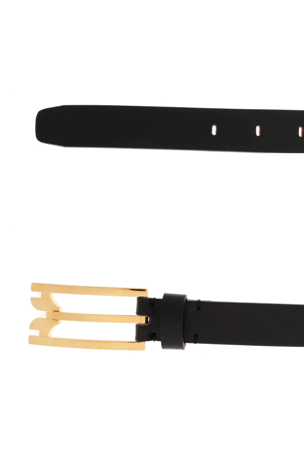 Wide-Buckle Leather Belt